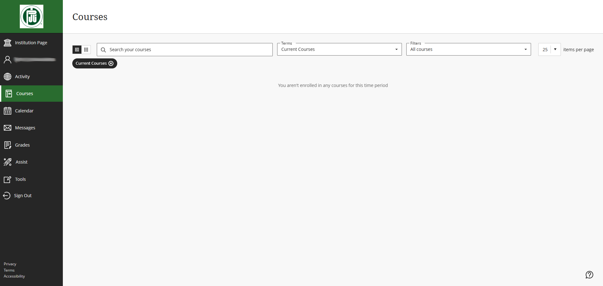 Image of Blackboard home page