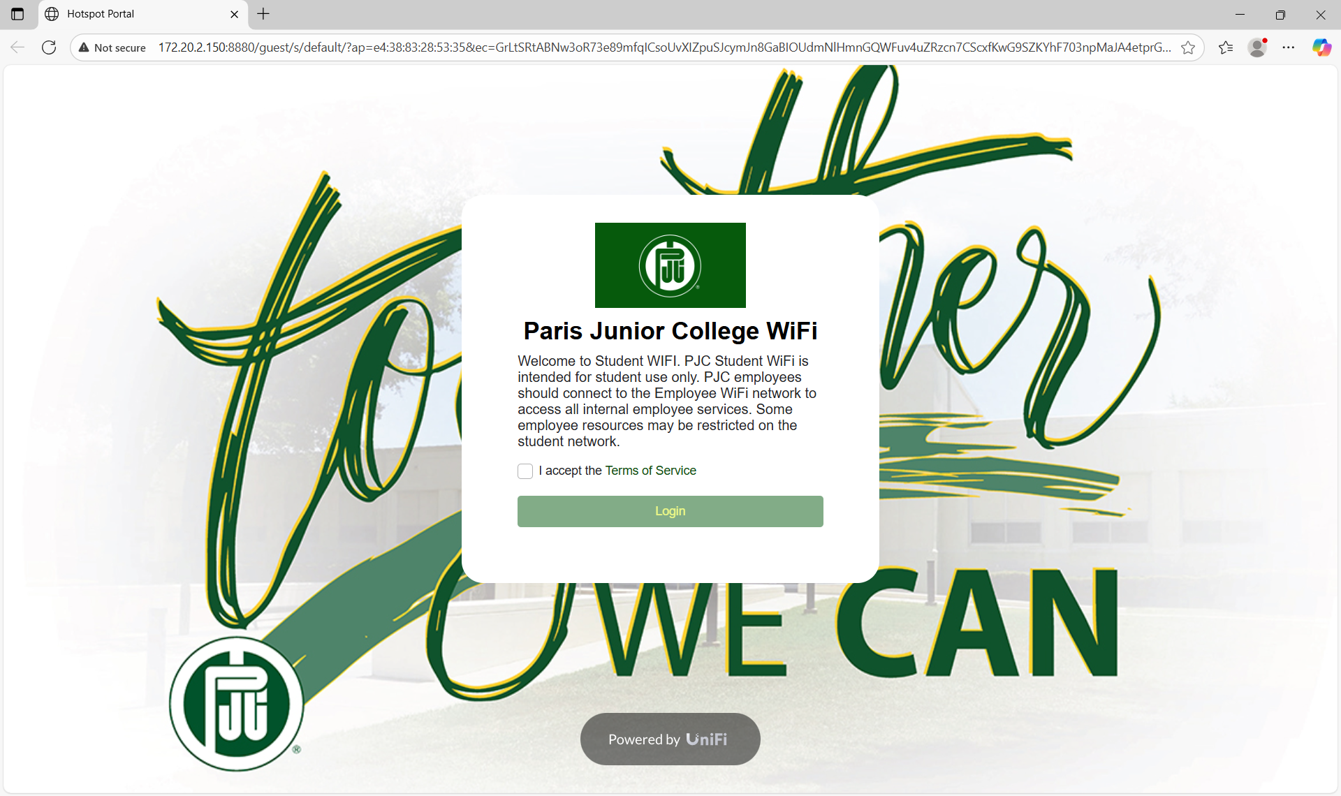 Screenshot of the Terms of Service page